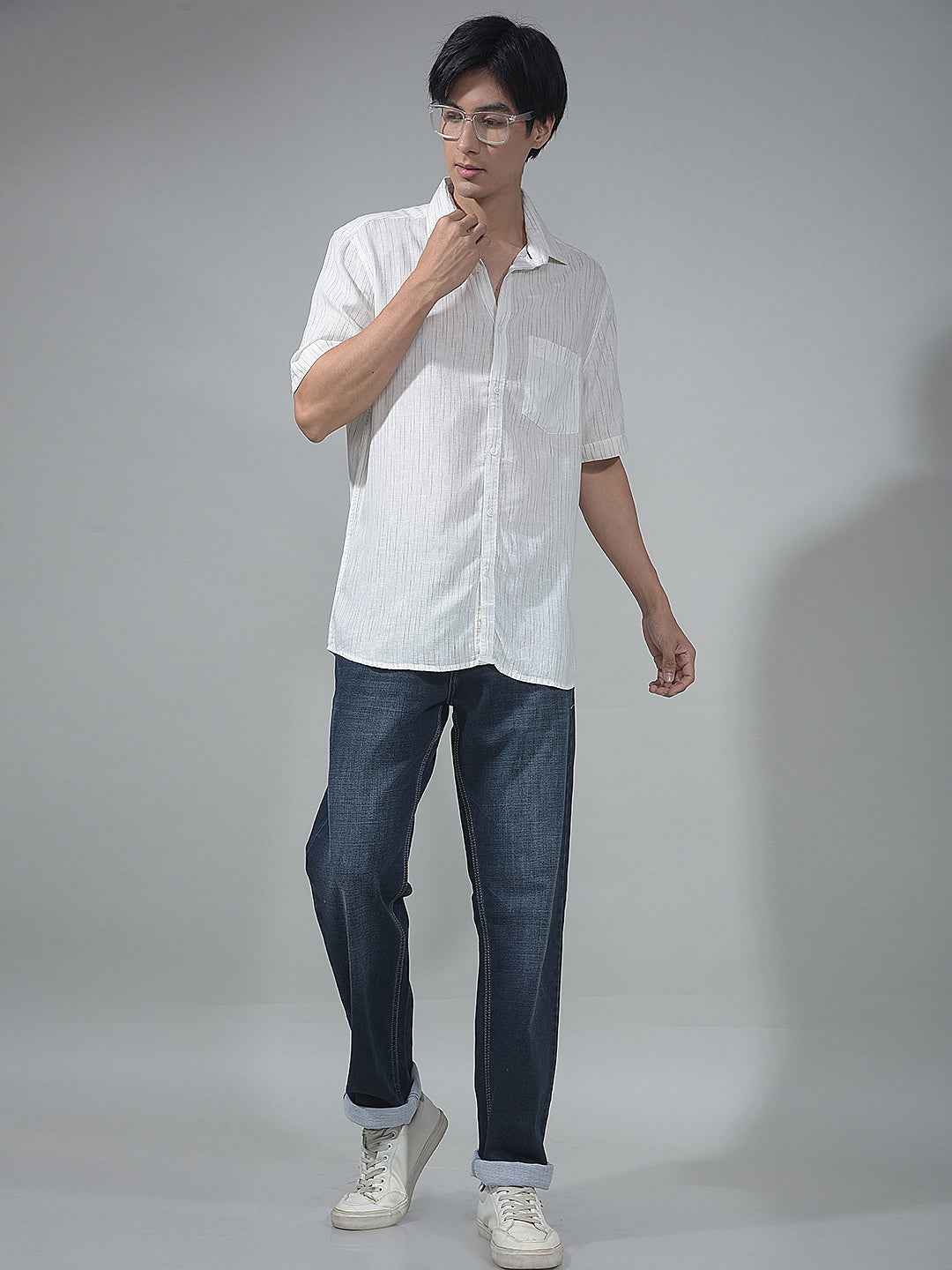 White Vertical Striped Shirt