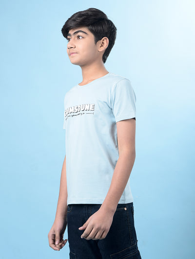 Blue Typographic Print T-Shirt