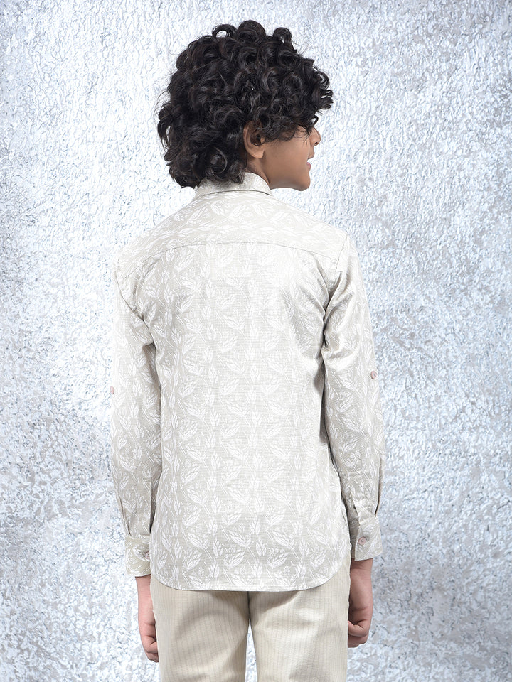 Grey Floral Print 100% Cotton Shirt