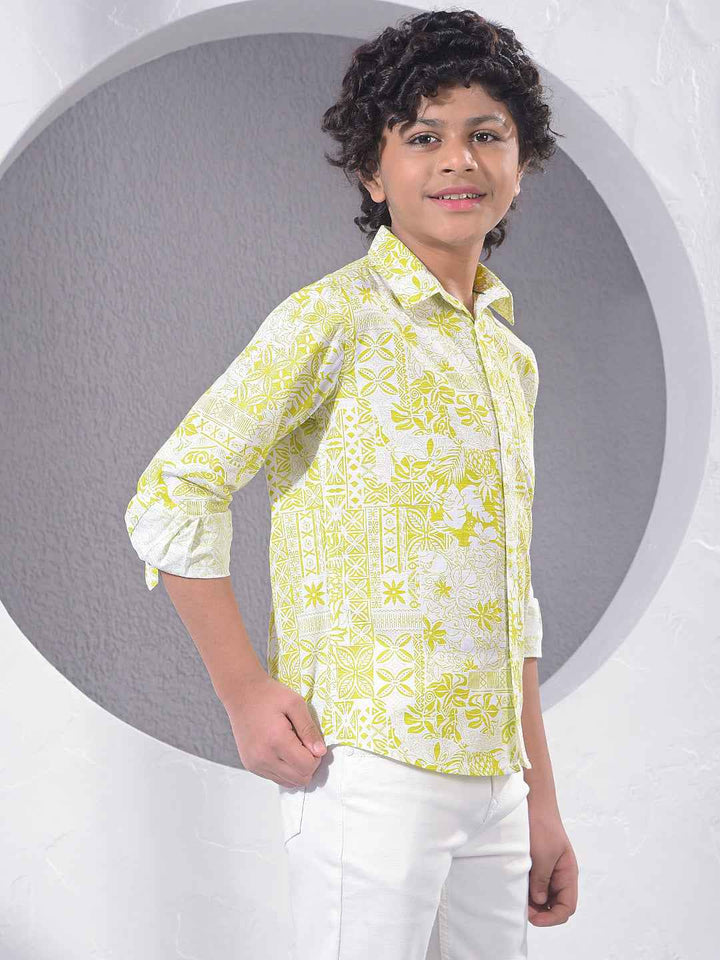 Green Floral Print Shirt