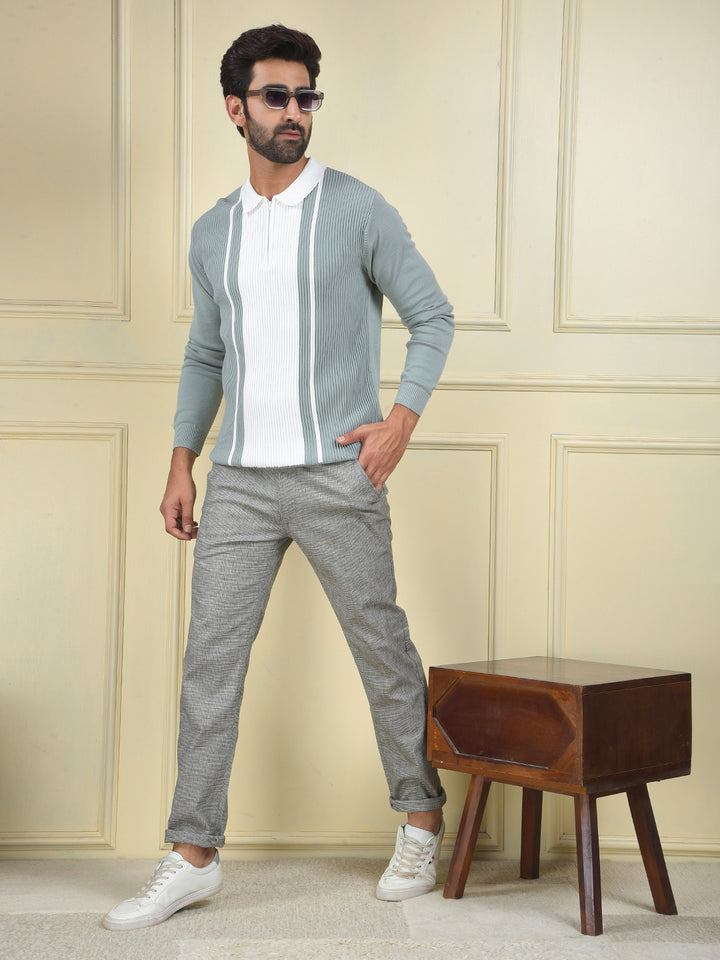 Green Vertical Stripes 100% Cotton T-Shirt