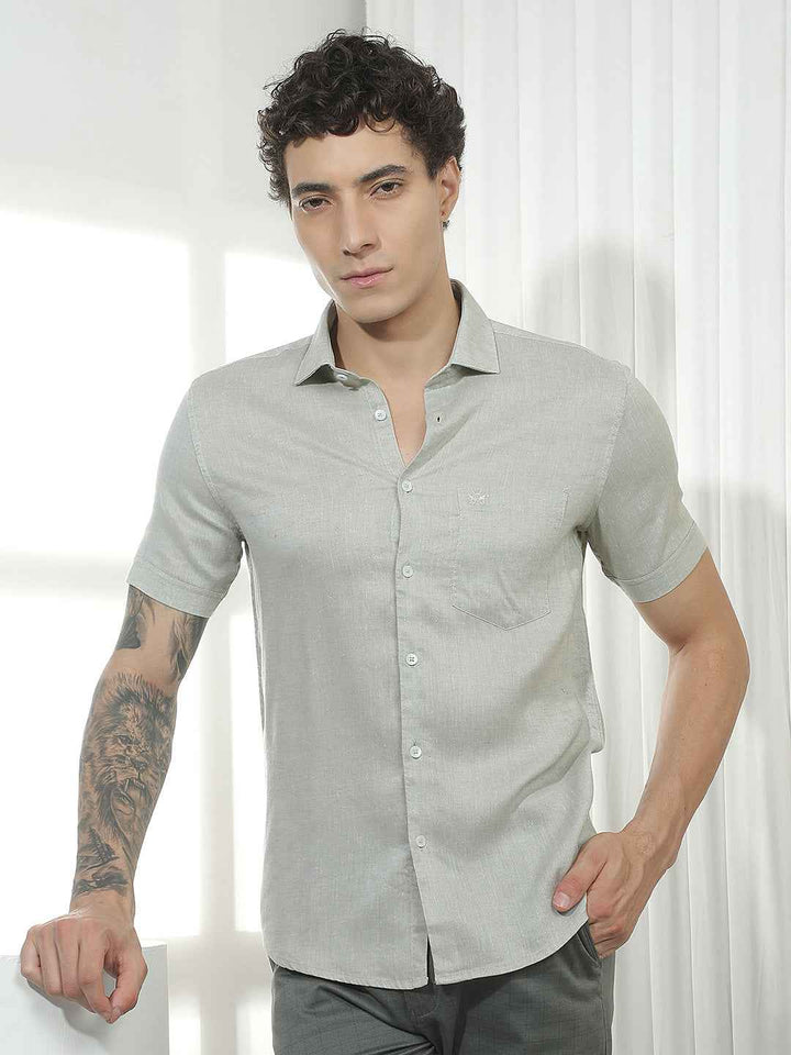 Classic Green Casual Linen Shirt