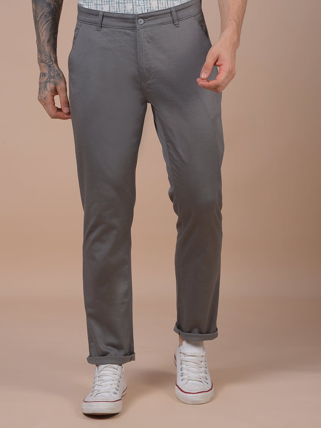 Grey Printed Trousers