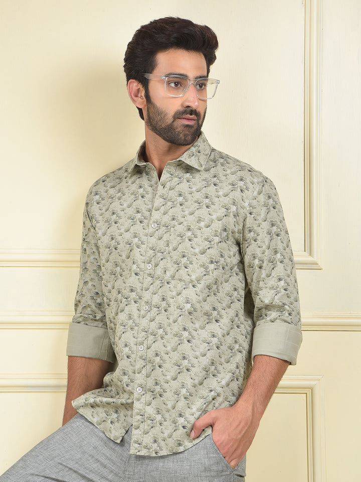 Bold Edge Olive Floral Print Shirt
