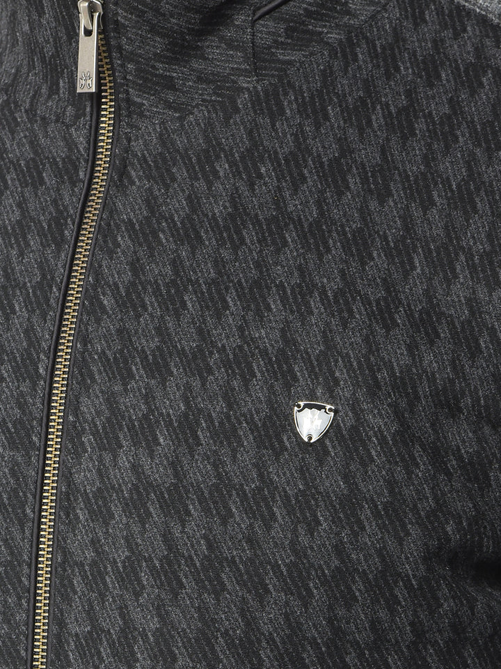 Black Jacquard Puffer Jacket