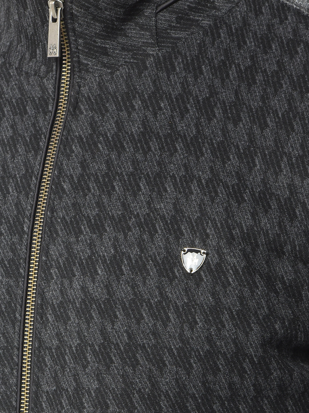 Black Jacquard Puffer Jacket