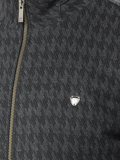 Black Jacquard Puffer Jacket