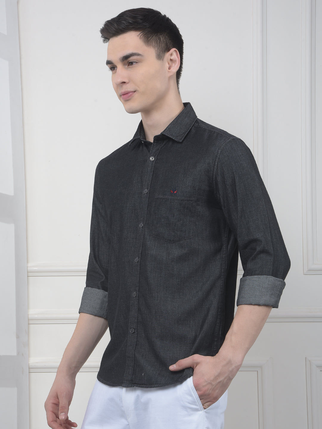 Charcol Grey 100% Cotton Denim Shirt
