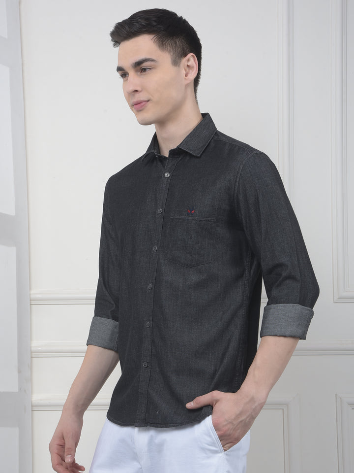 Charcol Grey 100% Cotton Denim Shirt