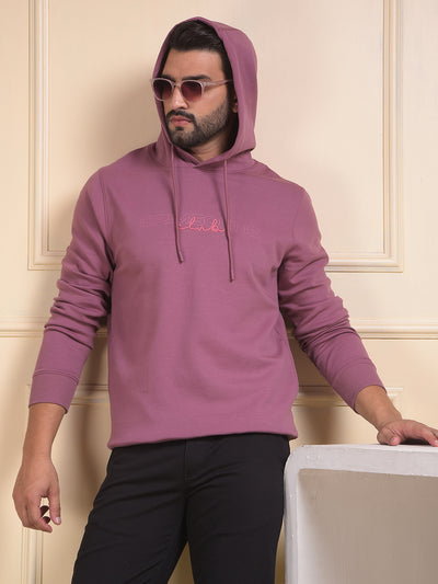 Pink Embroidered Hooded Neck Sweatshirt