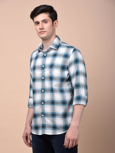 Blue Checked 100% Cotton Shirt