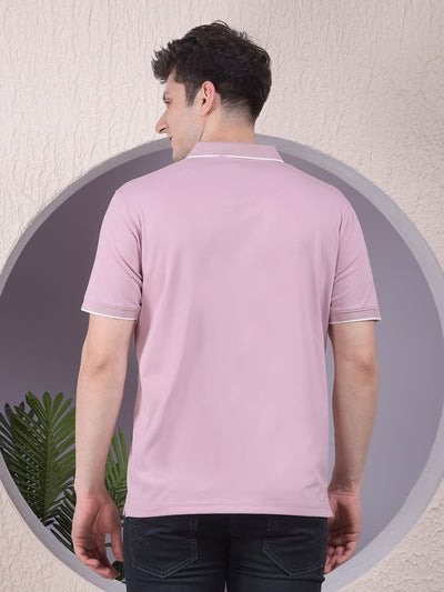 Peach Polo-Neck T-Shirt