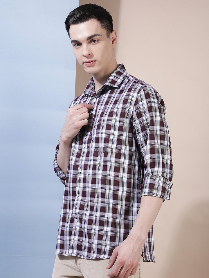 Classic Cinnamon Brown Checked Shirt