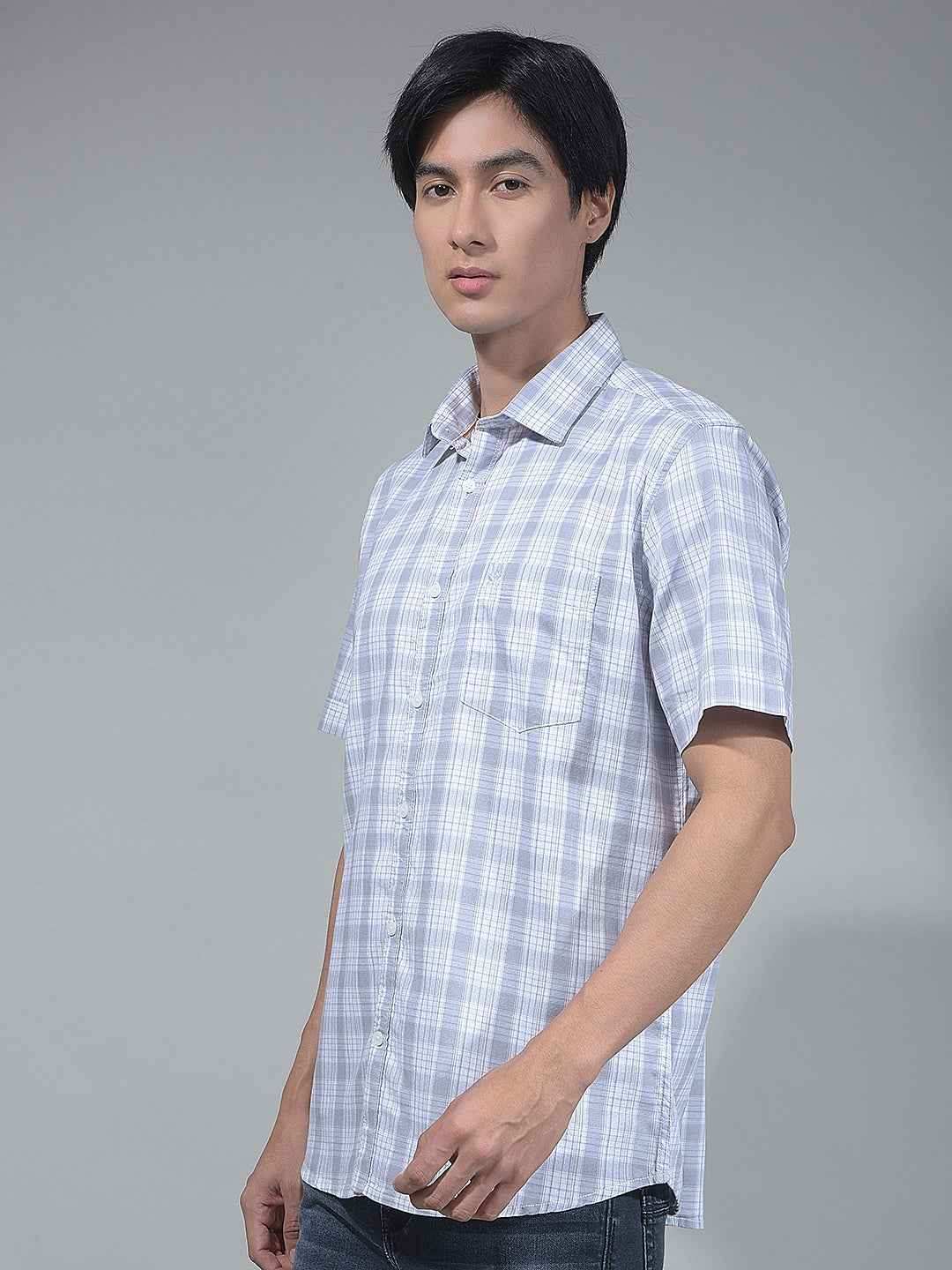 Grey Checked 100% Cotton Shirt