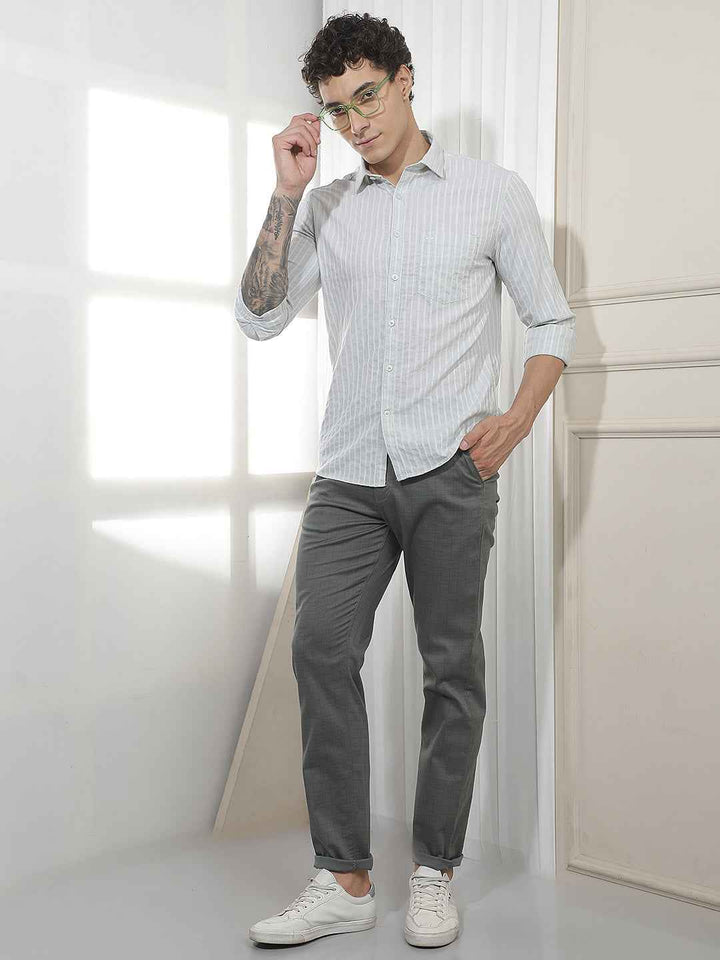 Green Vertical Stripes Shirt