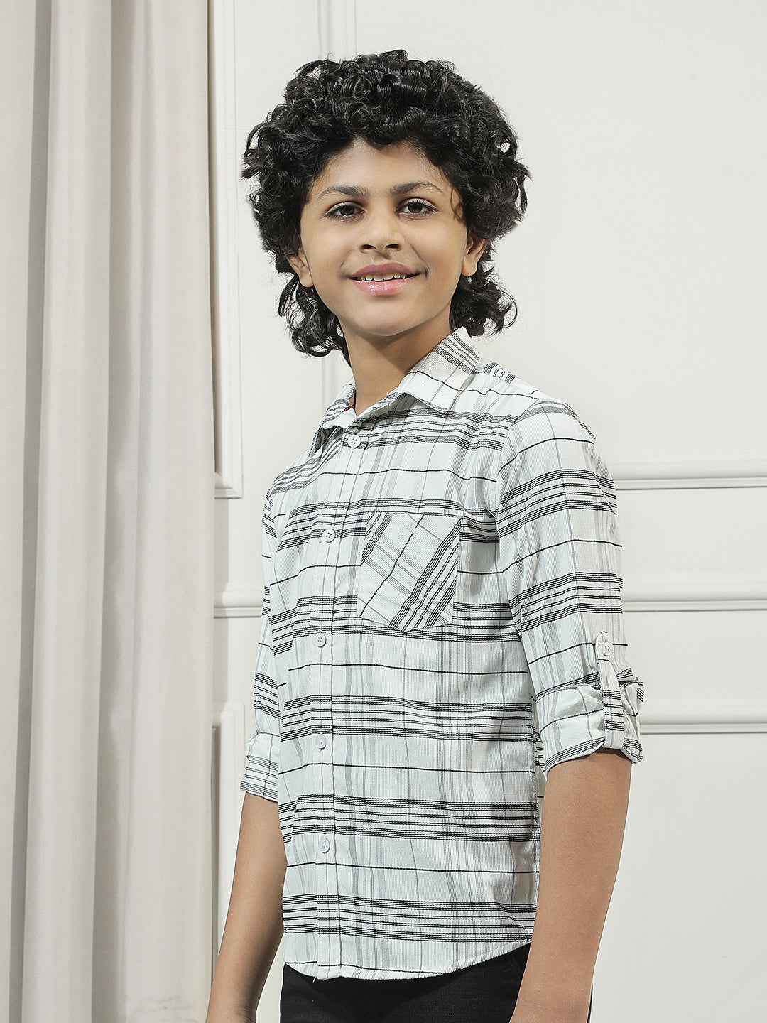 White Checked Corduroy Shirt