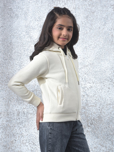 Cream Floral Print Hooded Neck Sweatshirt