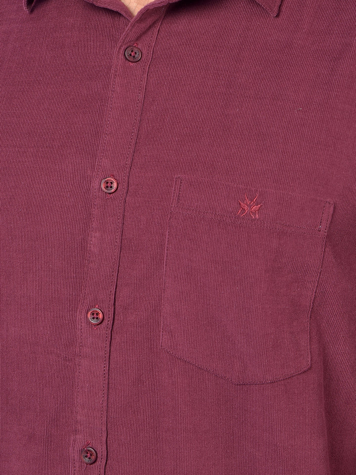 Wine 100% Cotton Corduroy Shirt
