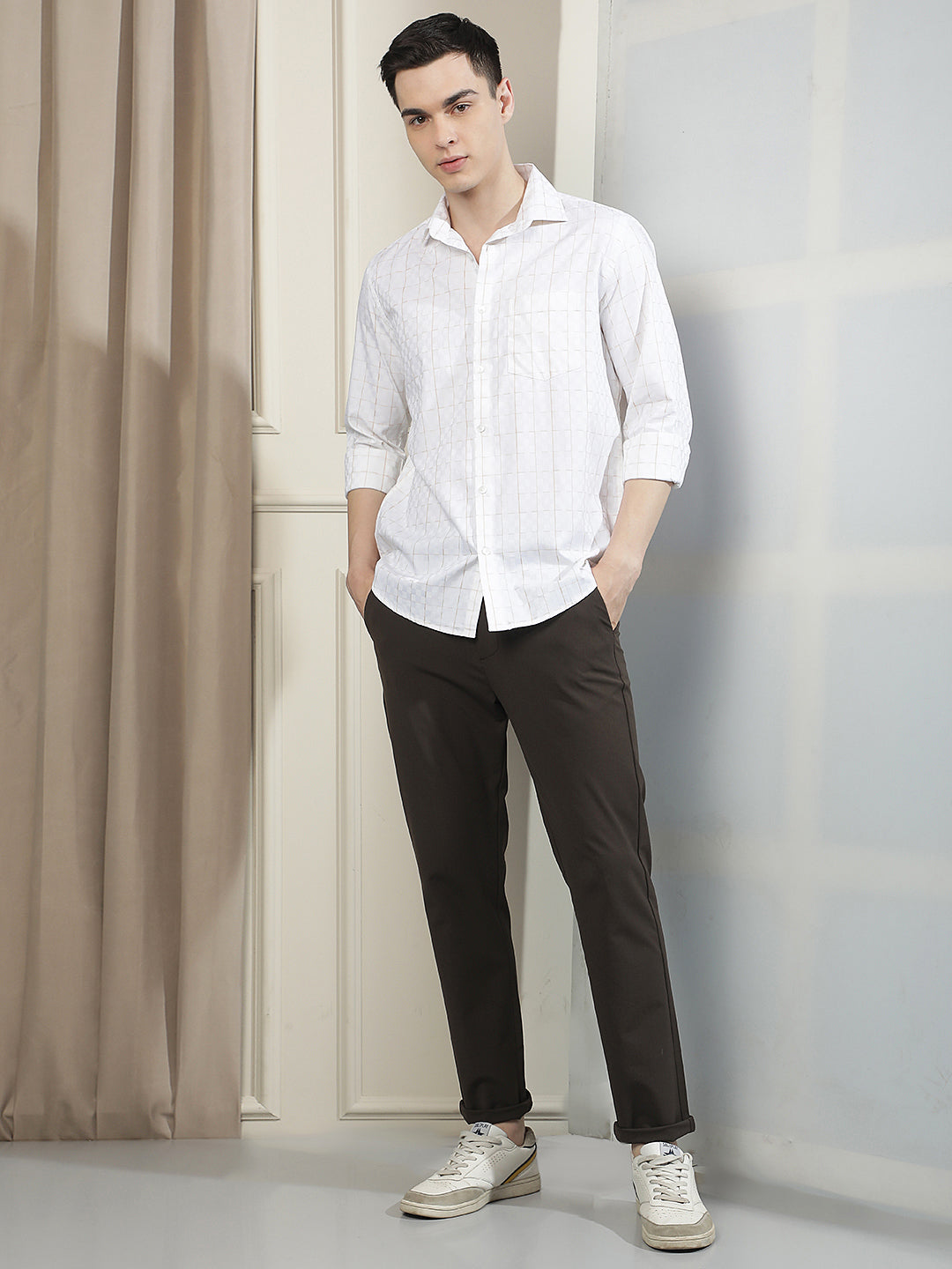 White Checked 100% Cotton Shirt