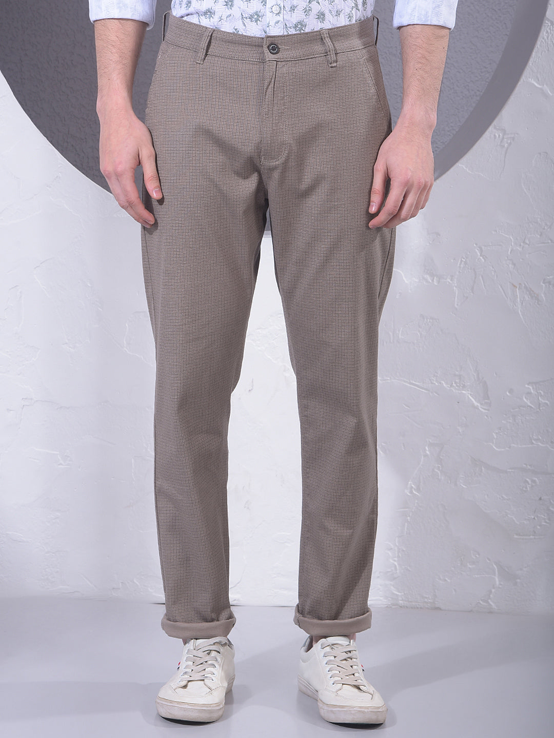 Classic Khaki Checked Trousers