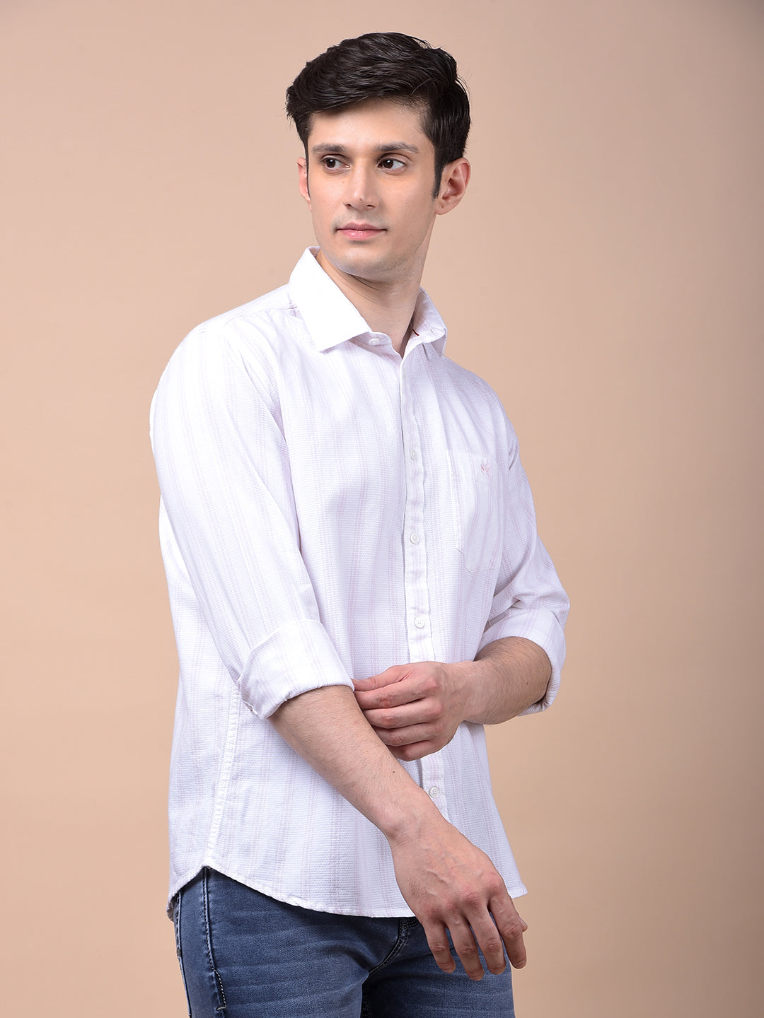 Pink Vertical Stripes 100% Cotton Shirt