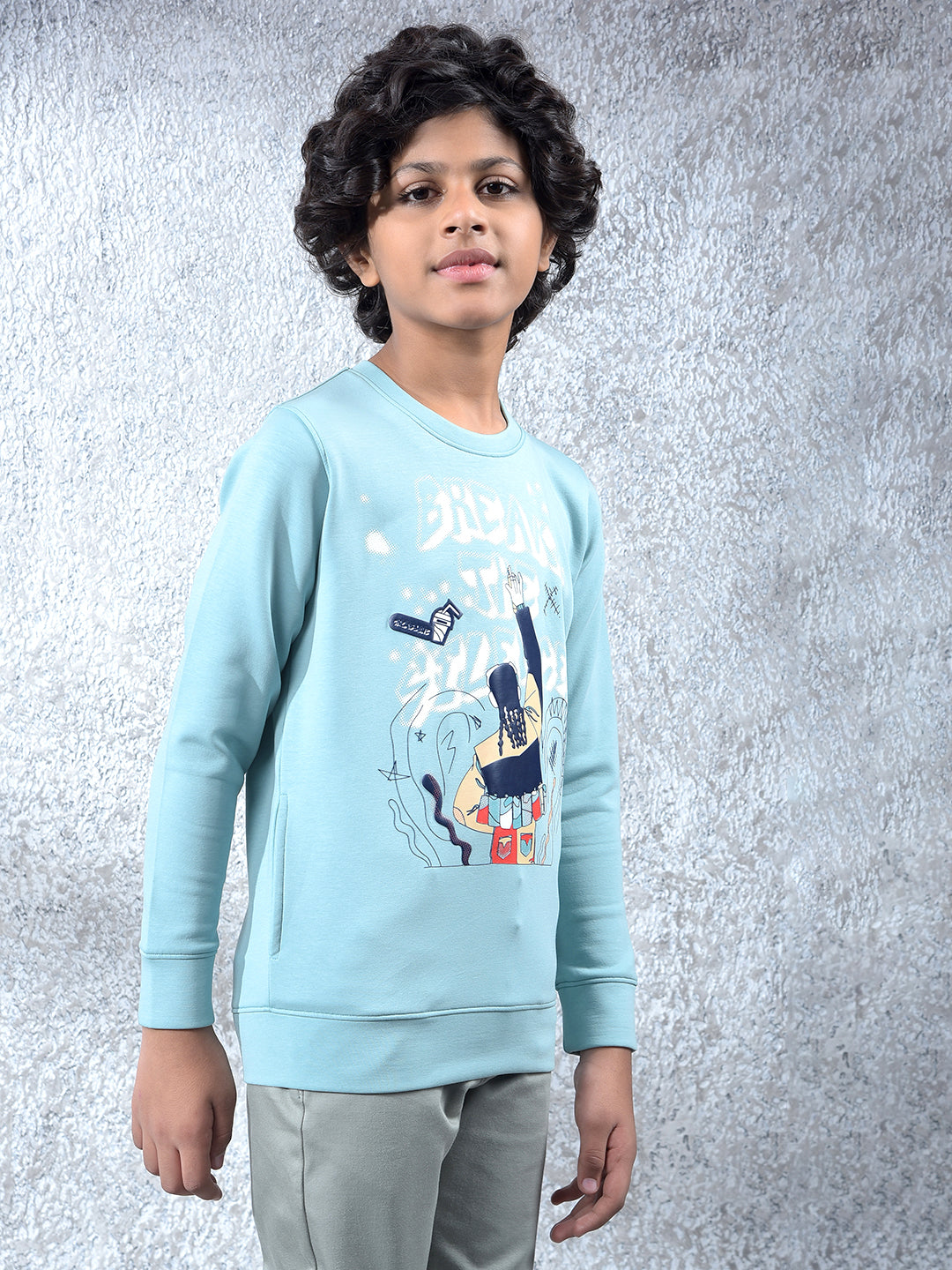Blue Graphic Print Sweatshirt