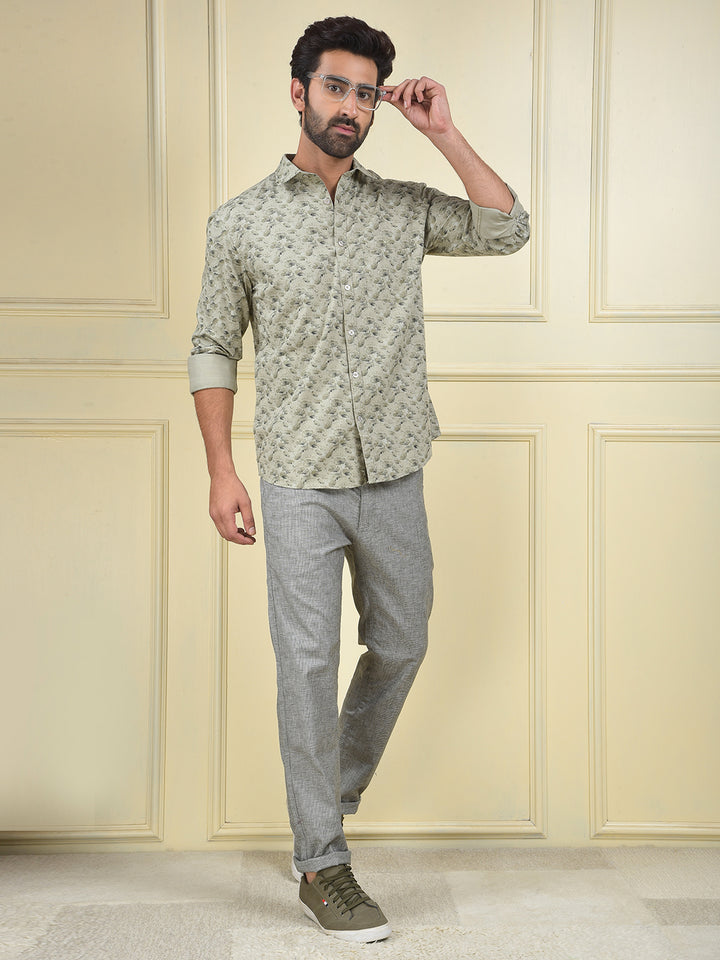 Bold Edge Olive Floral Print Shirt