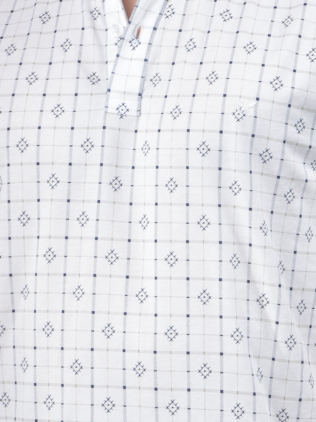 White Printed Polo Neck T-Shirt