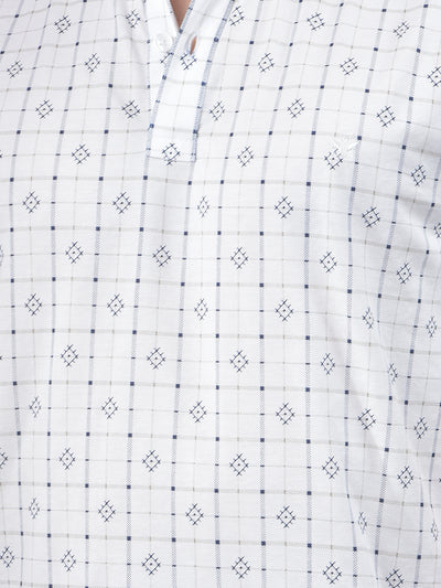 White Printed Polo Neck T-Shirt