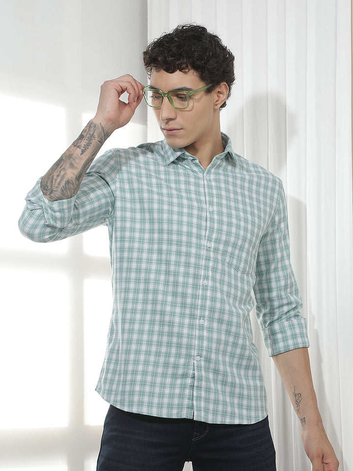 Green Checked 100% Cotton Shirt