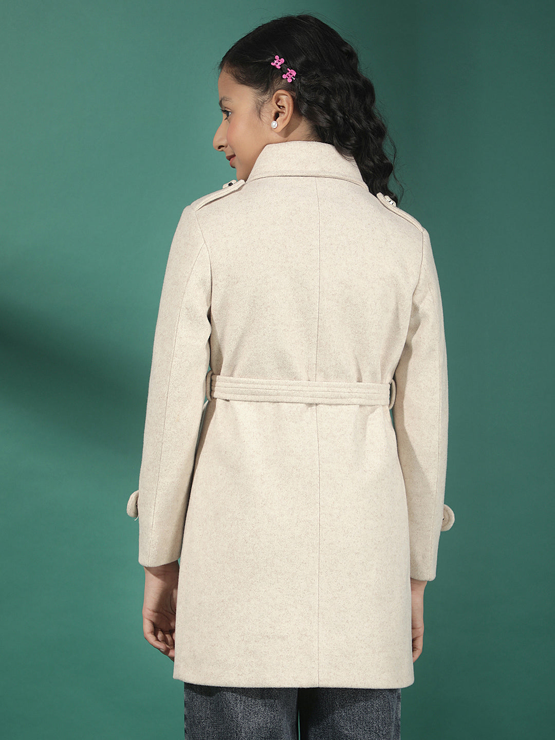 Nova Beige Double-Breasted Belt Wrap Coat