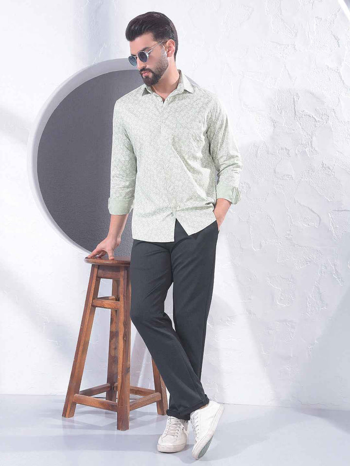 Green Floral Print 100% Cotton Shirt