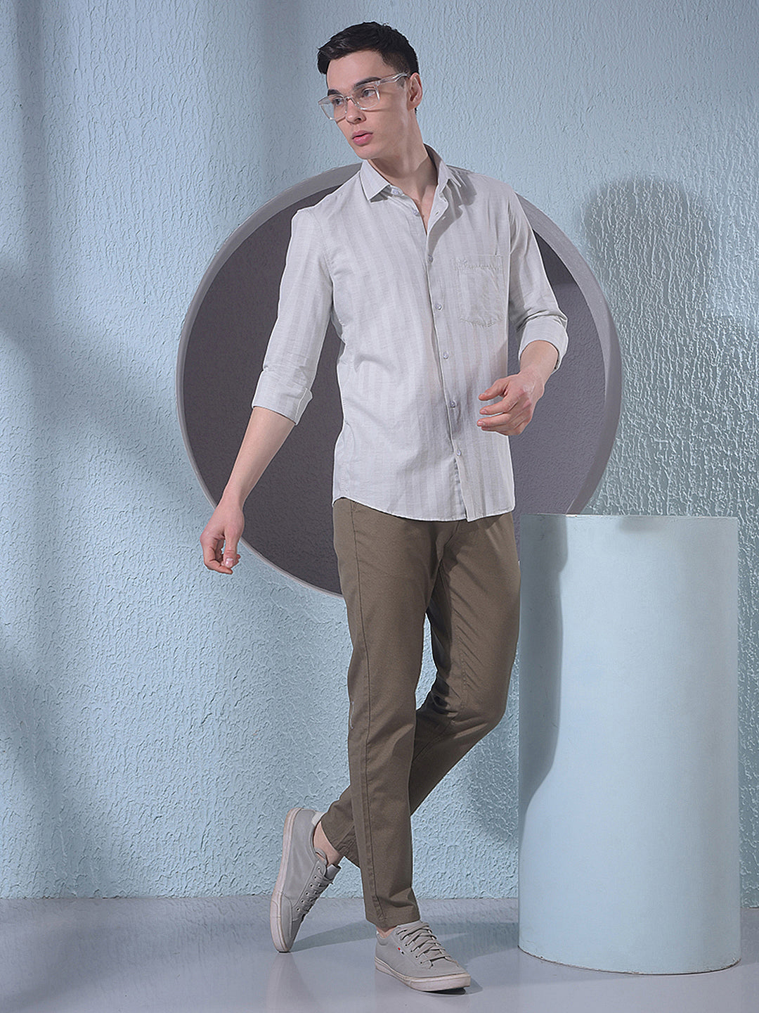 Grey Vertical Stripes Shirt