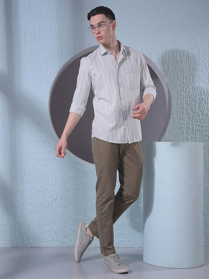 Grey Vertical Stripes Shirt