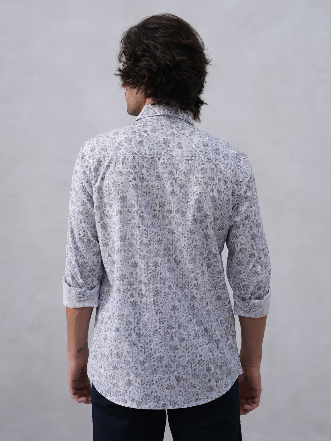 Subtle Grey Floral Print Shirt
