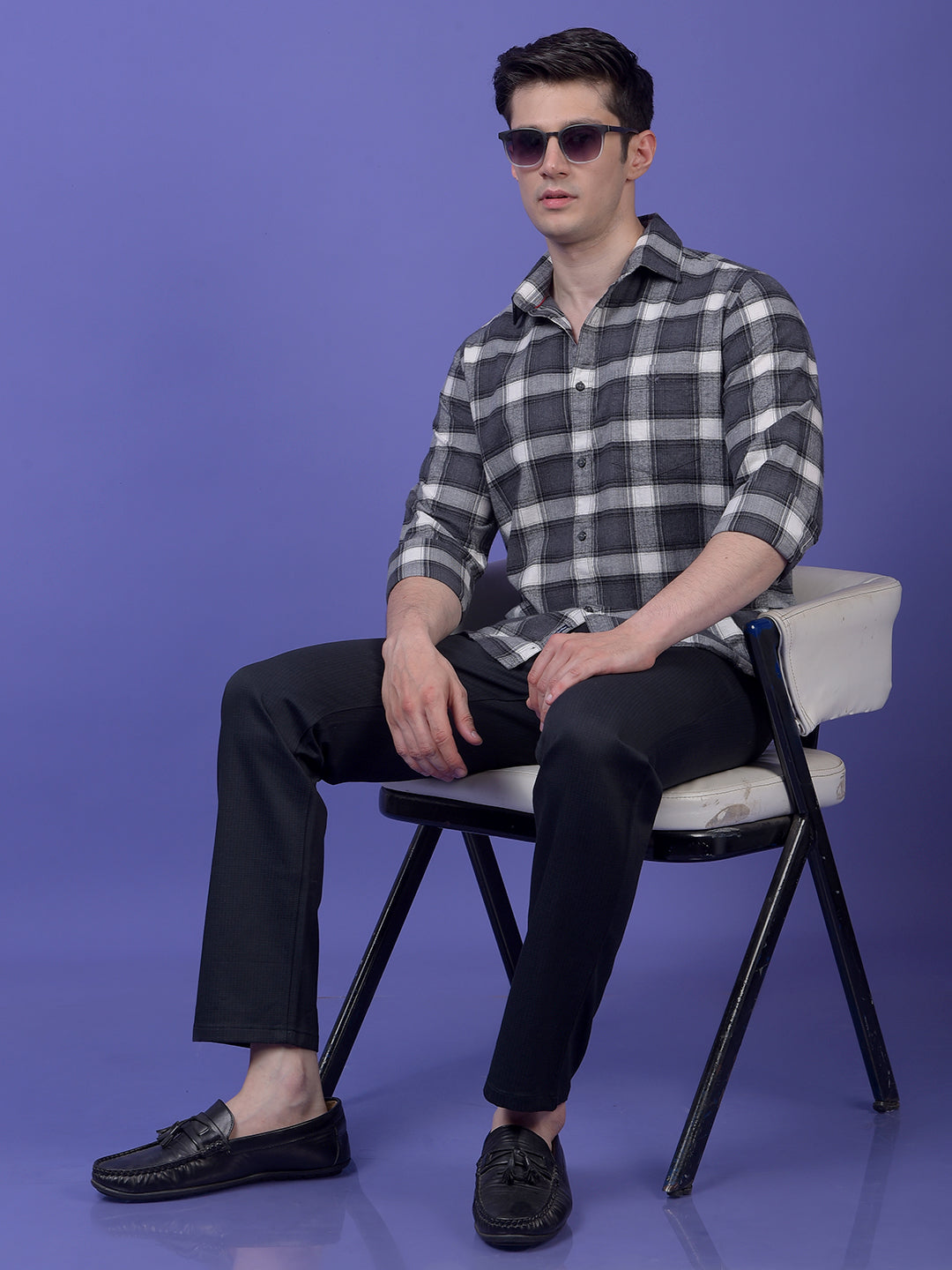 Grey Checked 100% Cotton Shirt
