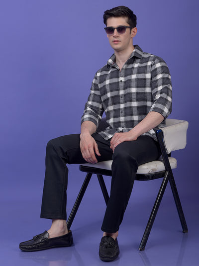 Grey Checked 100% Cotton Shirt