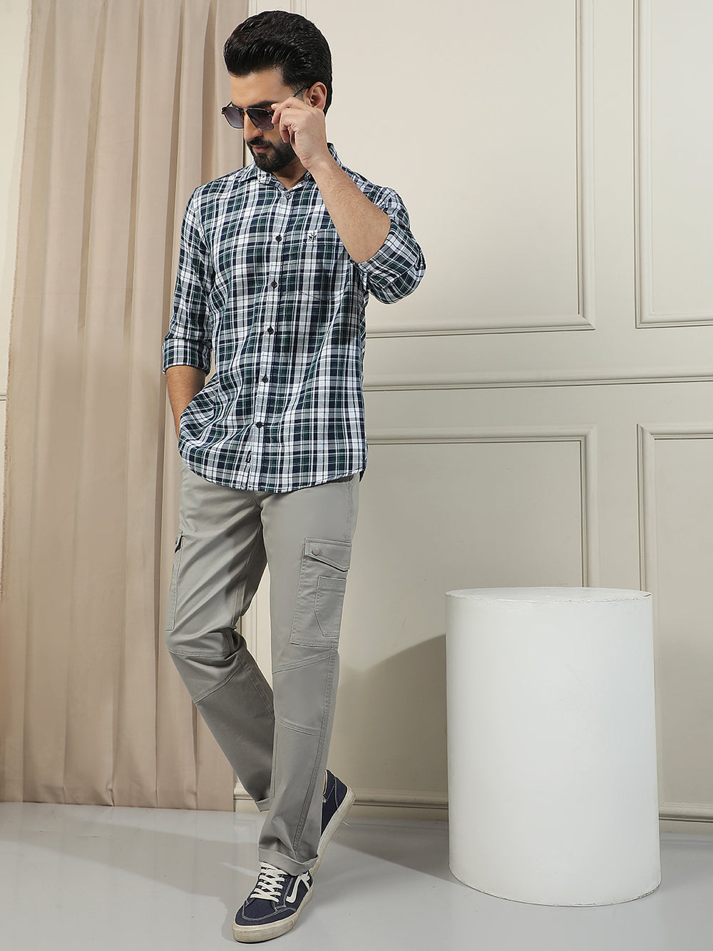Forest Green 100% Cotton Checked Shirt