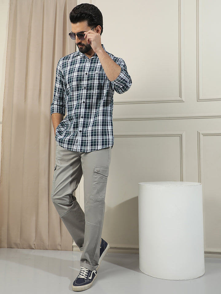 Forest Green 100% Cotton Checked Shirt
