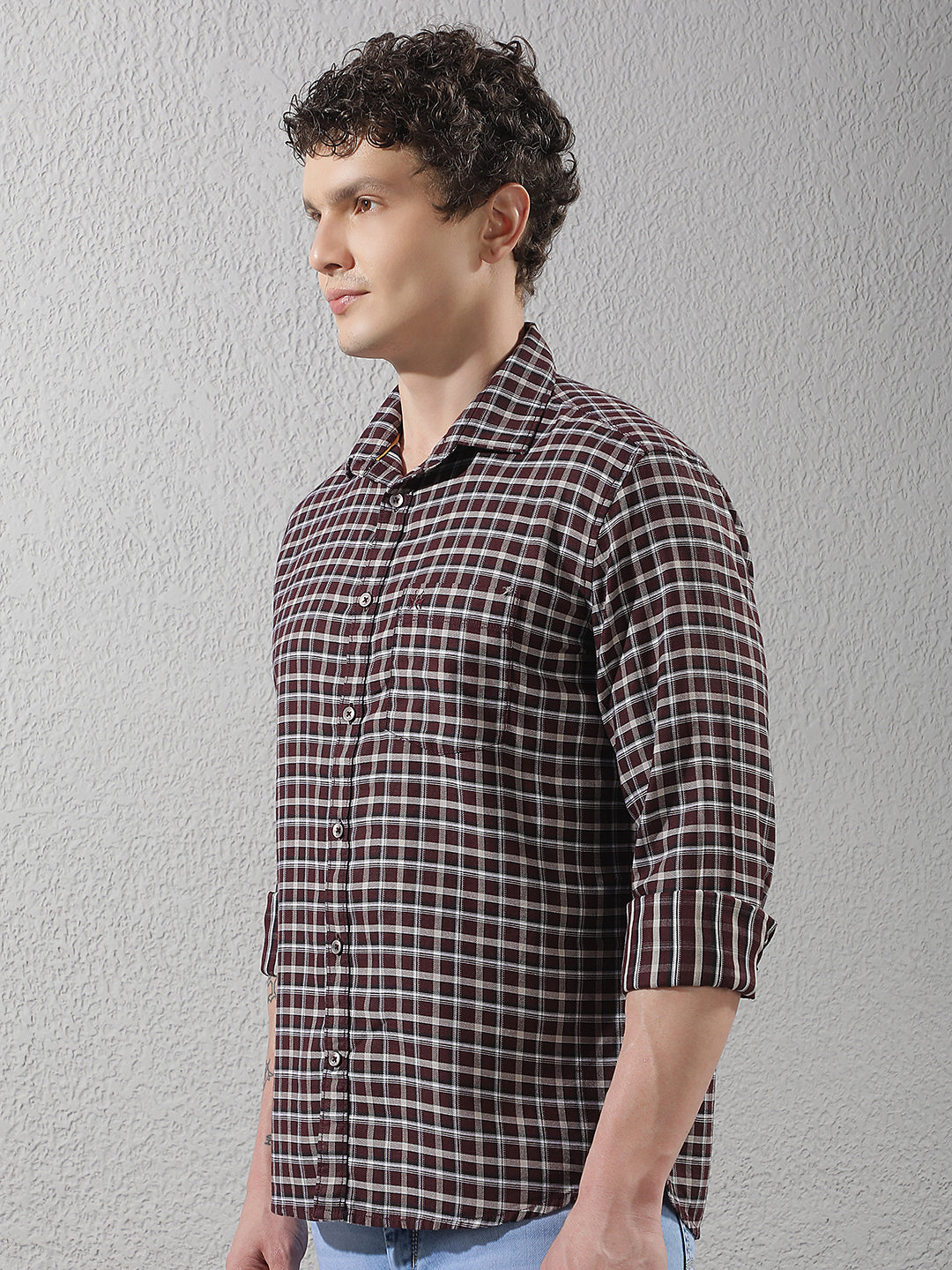 Relaxed Deep Wine Checked Shirt