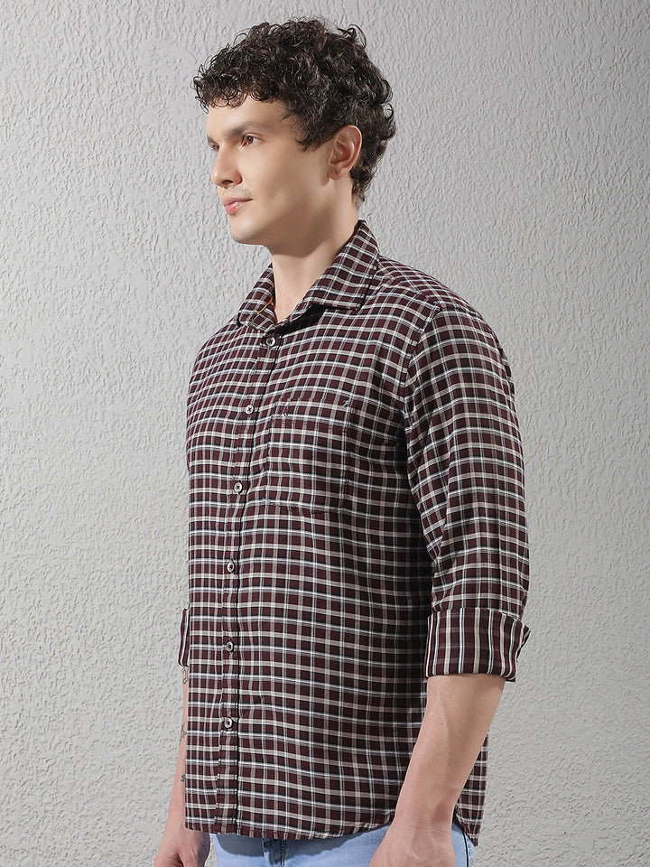 Relaxed Deep Wine Checked Shirt