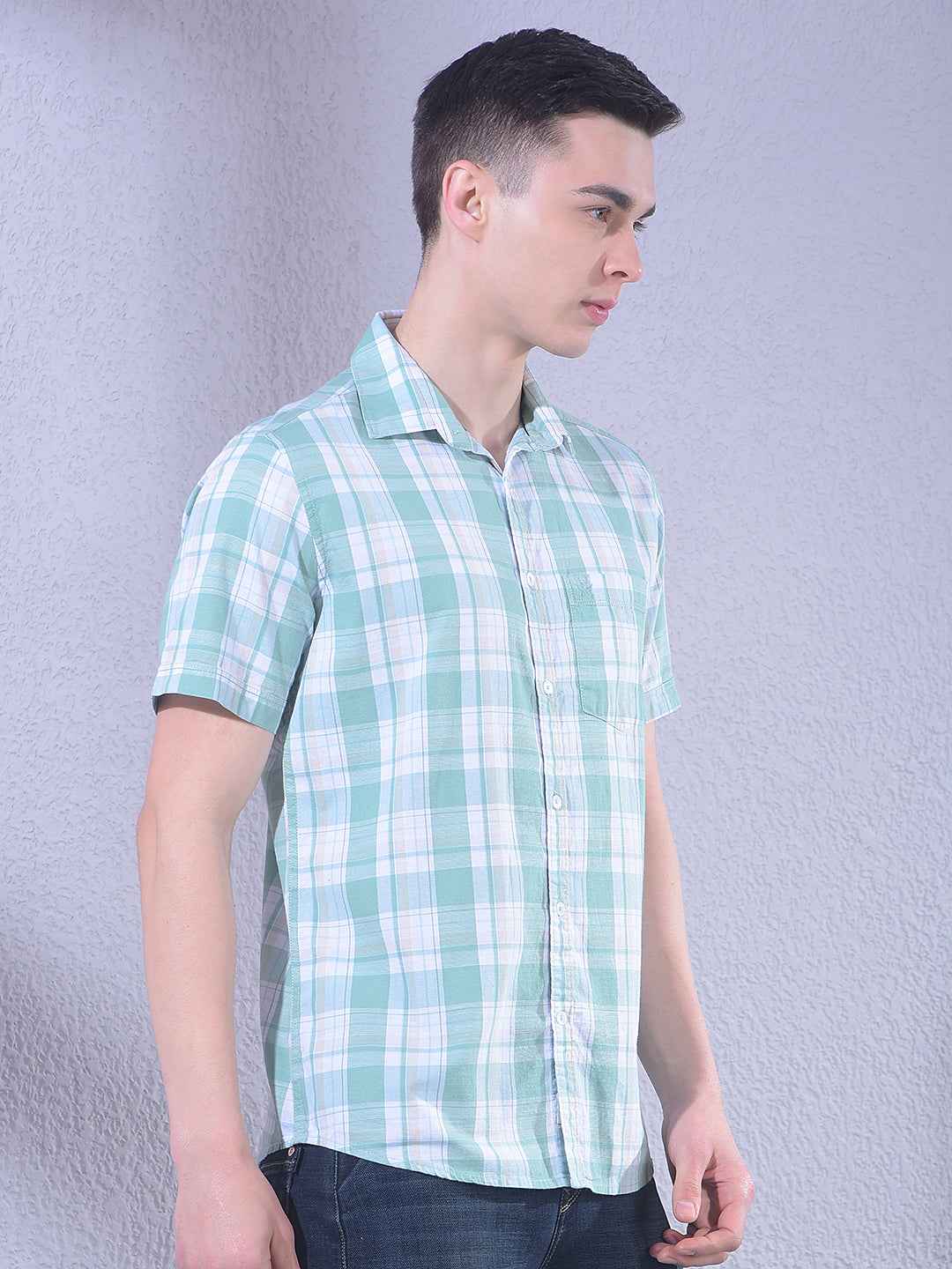 Green Checked 100% Cotton Shirt