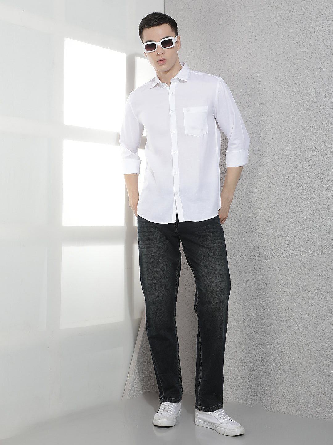 Dark Blue Straight Stretch Jeans