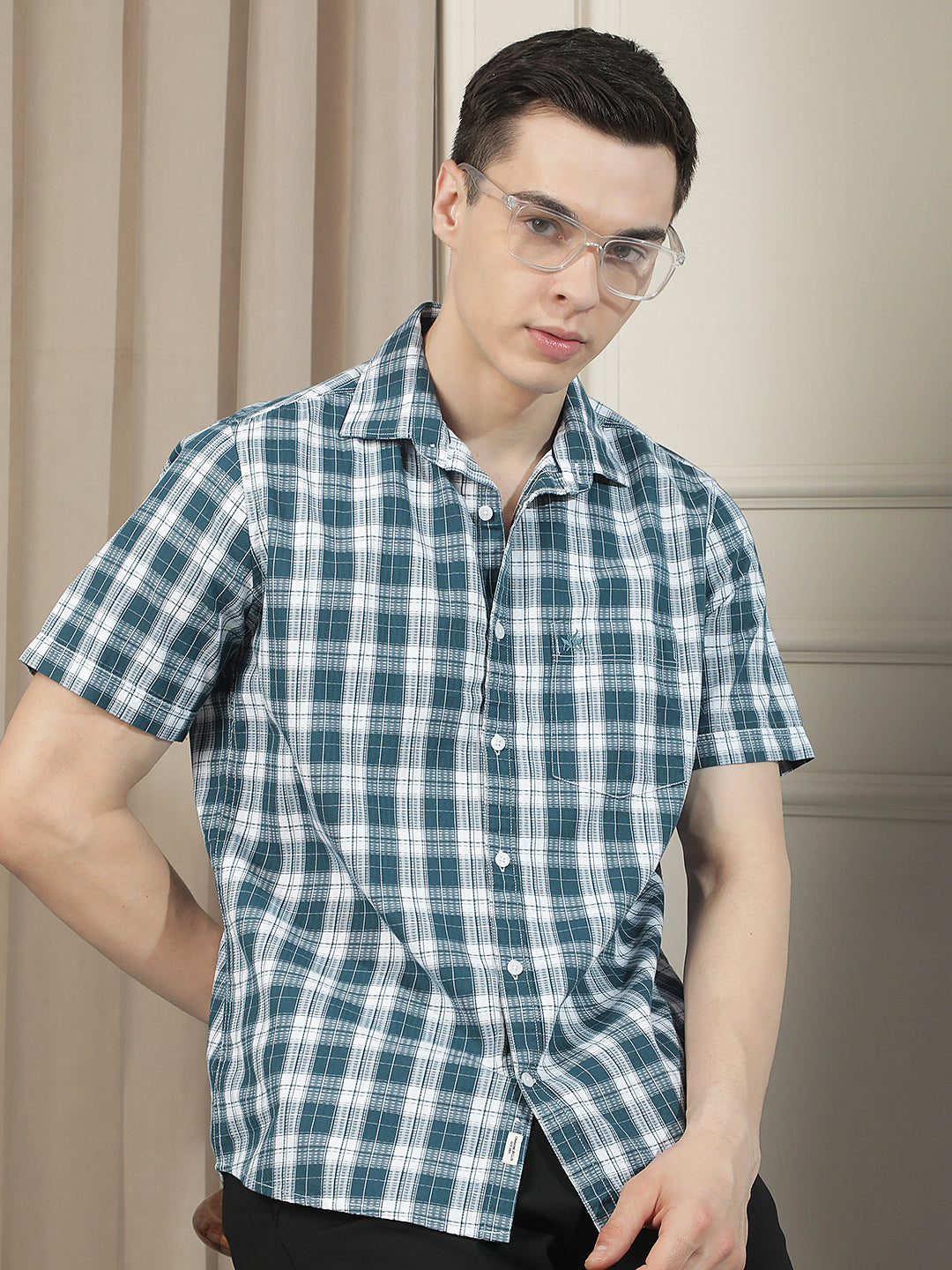 Blue Checked 100% Cotton Shirt