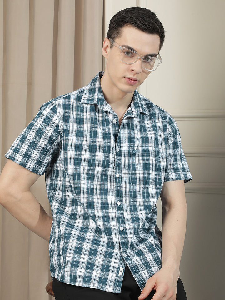 Blue Checked 100% Cotton Shirt