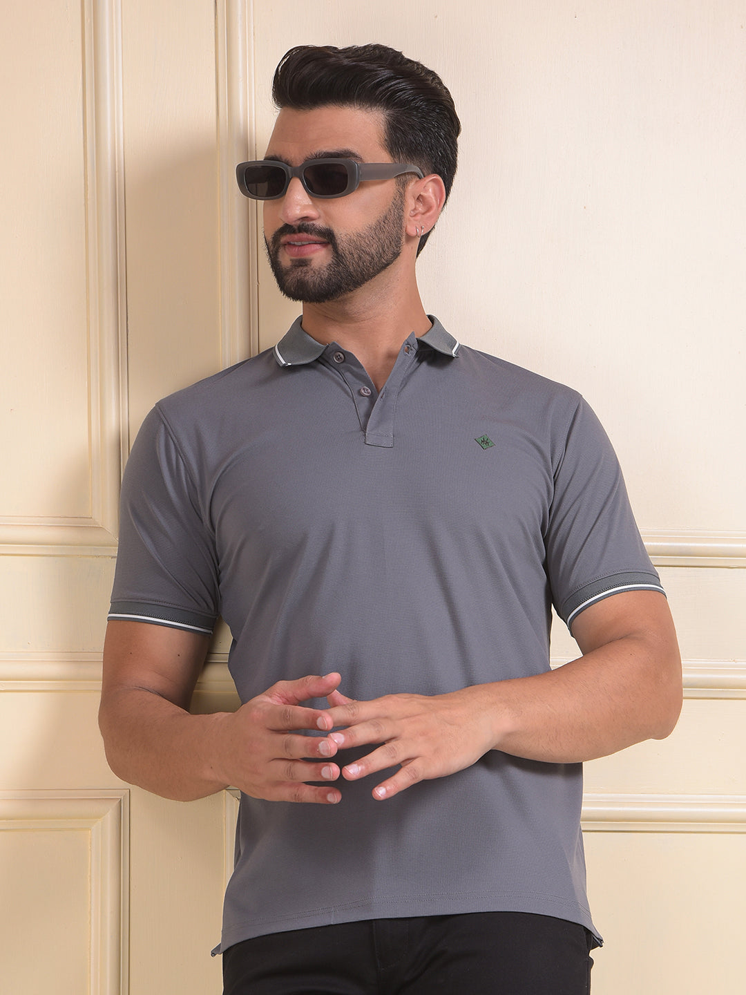 Grey Polo Neck T-Shirt