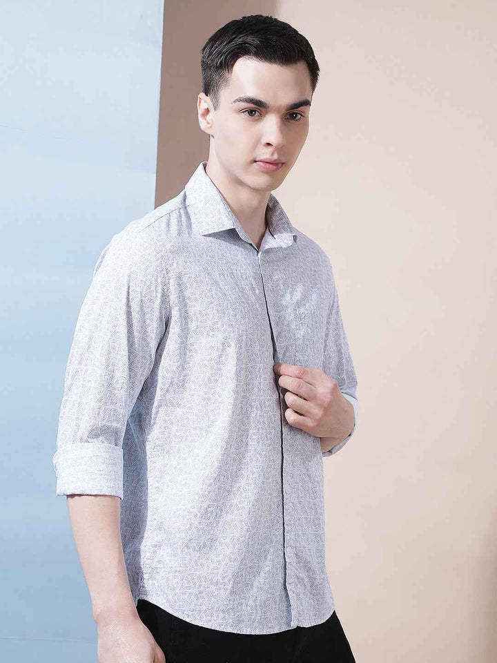 Pebble Grey Printed Shirt