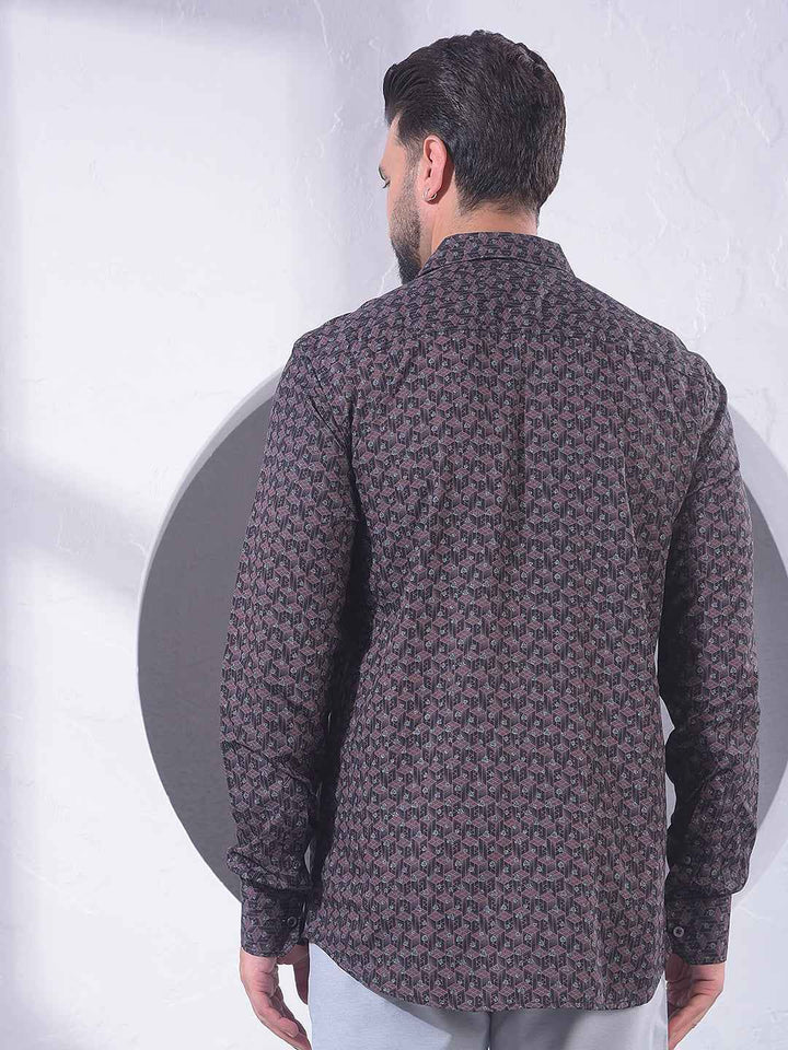 Purple Creative Printed Shirt