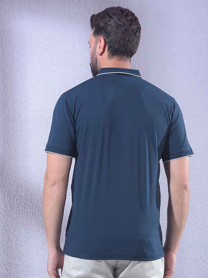 Navy Blue Polo Neck T-Shirt