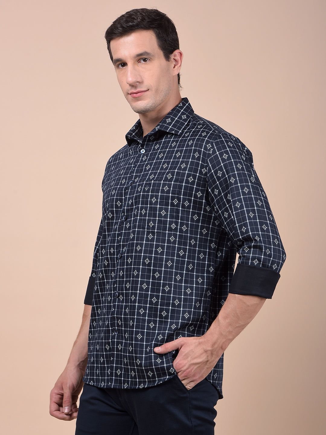 Tailored Trim Blue Printed Shirt